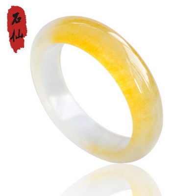 SHIXIAN ice species through the ice the Huang Fei color HuangLongYu, bracelet, large diameter bracelet special, send a certificate