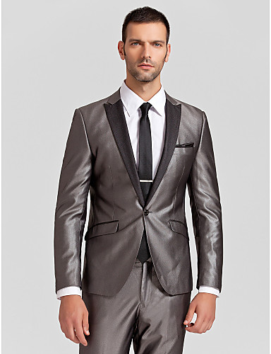 Black&amp;Gray Polyester Tailored Fit Two-Piece Tuxedo