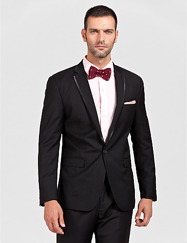 Black Polyester Tailored Fit Two-Piece Tuxedo