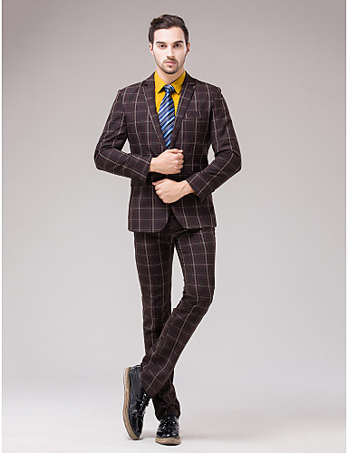 Coffee Polyester Slim Fit Two-Piece Suit