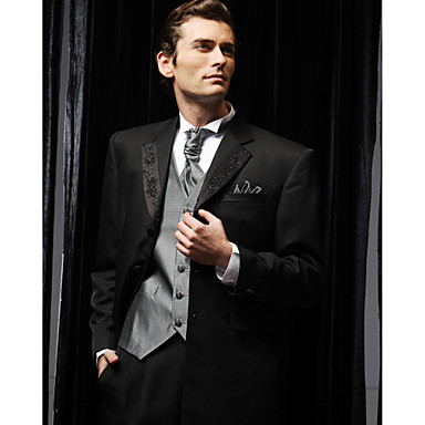 Black Polyester Slim Fit Two-Piece Tuxedo