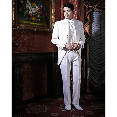 White Polyester Slim Fit Two-Piece Tuxedo
