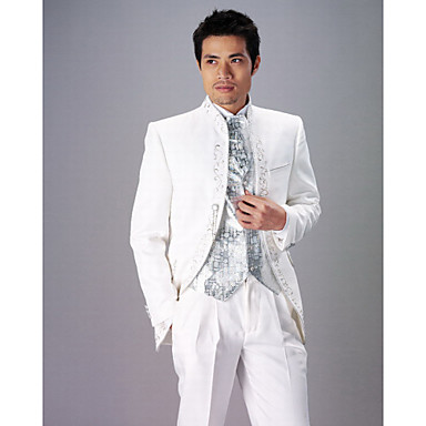 White Polyester Slim Fit Two-Piece Tuxedo