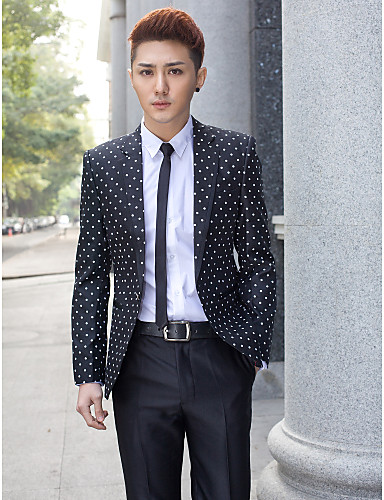 Black&amp;White Dots Slim Fit Tuxedo In Polyester