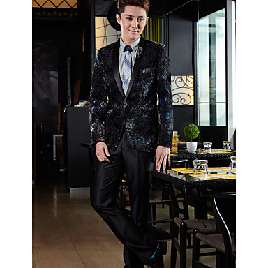 Tuxedos Tailored Fit Shawl Collar One-Button Polyester/Spandex Patterns 2 Pieces Multicolor