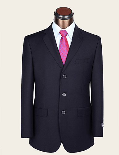 Men&#039;s Single Breasted Three-buttons Bridegroom Groomsmen Formal Wool 2 Pieces Dark Blue Suits Standard