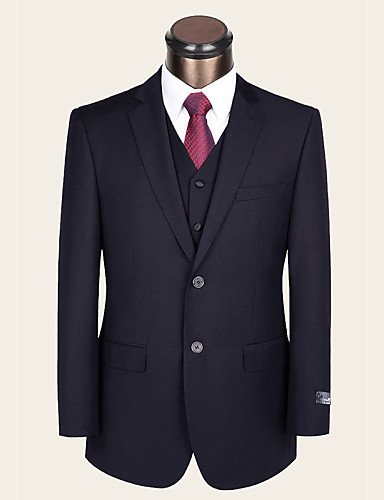 Men&#039;s Single Breasted Two-buttons Bridegroom Groomsmen Formal 2 Pieces Dark Blue Wool Suits Multi Version Optional