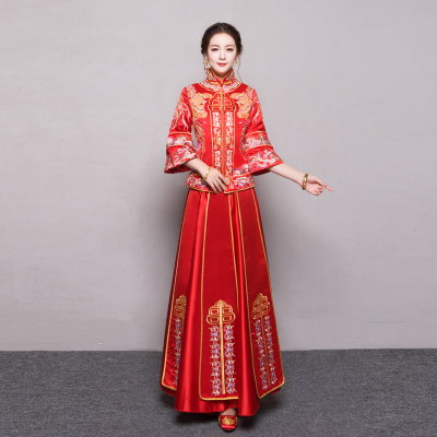 Show Wo clothing 2018 new spring and summer bride Chinese wedding dress toast clothing Longfeng wedd