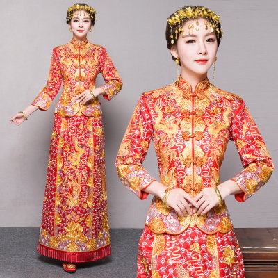 Dawufu 2018 spring and summer new Chinese bride show Wo clothing wedding dragon dress skirt dress ch