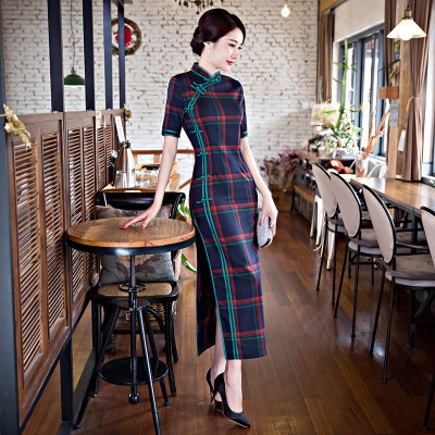 Cheongsam 2018 new spring modified party dress art retro Chinese style Slim long cheongsam dress