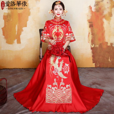 Show Wo clothing bride 2018 spring and summer new Chinese dress red wedding toast clothing cheongsam