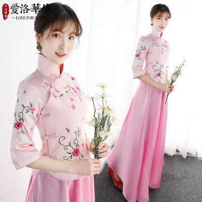 Love Luo Huayi Chinese bridesmaid dress sisters group 2018 new bridesmaid dress long dress costume c