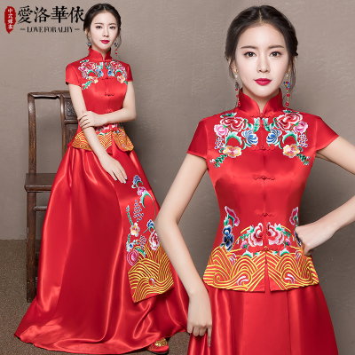 Show Wo clothing 20178 summer thin section new Chinese wedding dress dress bride toast clothing long