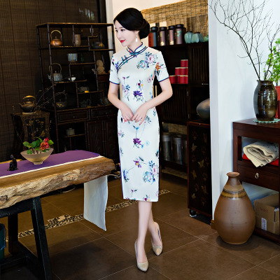 In the long section cheongsam summer 2018 new female retro improved daily Slim Chinese style was thin robe dress