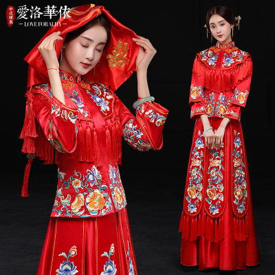 Show Wo clothing spring and summer 2018 new bride Chinese style red dress wedding toast clothing che