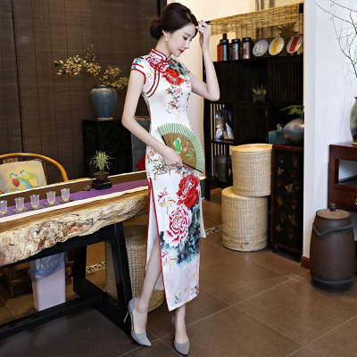 Qipao 2018 new improved banquet etiquette annual dress retro slim long style qipao dress