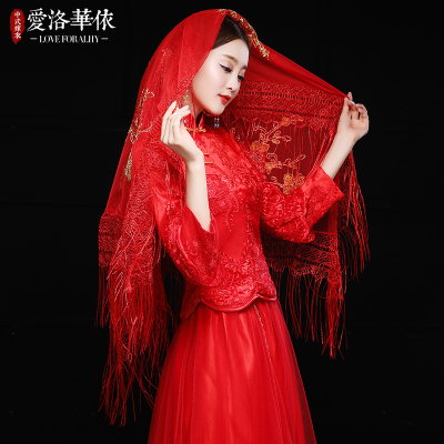 Bride toast service 2018 spring and summer new red long dress Chinese wedding dress cheongsam show 禾