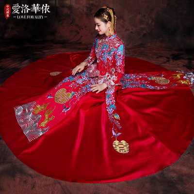 Show Wo clothing bride 2018 spring and summer new Chinese bride wedding toast clothing cheongsam gra
