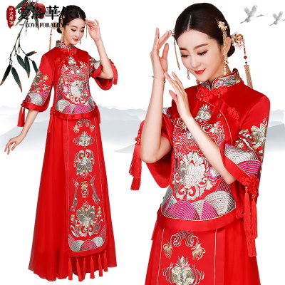 Chinese dress 2018 new spring and summer show to wear the bride wedding toast clothing cheongsam sui
