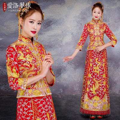 Big Five Fu Longfeng wedding dress 2018 new show in spring and summer clothing bride wedding toast s
