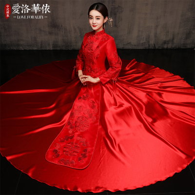 Show Wo clothing bride 2018 spring and summer Chinese-style wedding dress red toast clothing cheongs