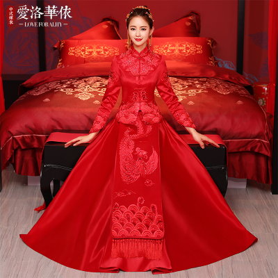 Show Wo clothing 2018 spring and summer new Chinese wedding dress bride toast clothing cheongsam hi