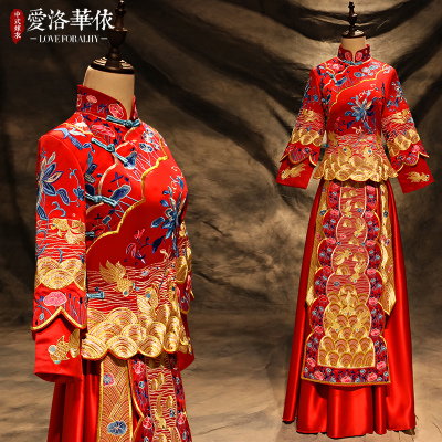 Toast service 2018 spring and summer new wedding suit red long Chinese wedding dress show Wo clothin