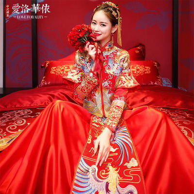 Show Wo clothing bride 2017 autumn and winter new Chinese wedding dress toast clothing cheongsam dra