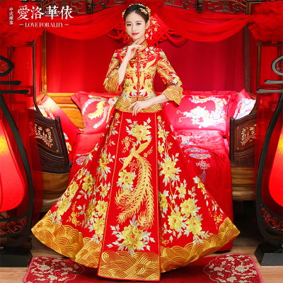 Show Wo clothing bride 2018 spring and summer new Chinese style dress wedding toast clothing Phoenix