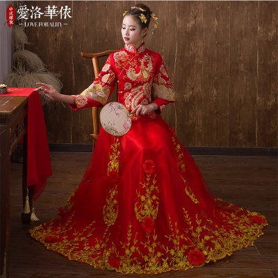 Baby with the show show Wo clothing 2018 spring and summer new Longfeng married bride wedding toast