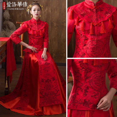Show Wo clothing bride 2018 spring and summer new Chinese red wedding toast clothing suits clothing