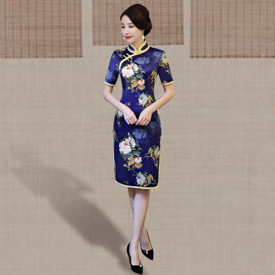 Cheongsam spring 2018 new female dignified atmosphere was thin show catwalk improved cheongsam dress long section