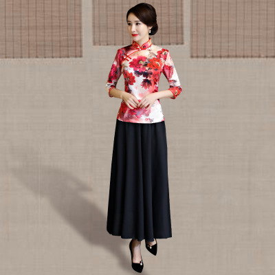Qipao spring 2018 new female dignified atmosphere retro fashion show performance improved qipao dress long elegant