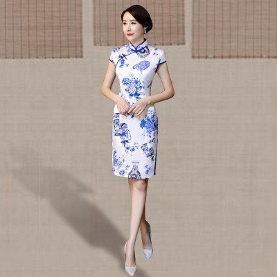 Qipao summer 2018 new style women China style dignified atmosphere retro slim body walk xiu qipao dress long style