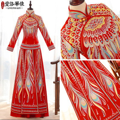 Chinese dress wedding toast clothing show Wo clothing bride 2018 new spring and summer red retro wed