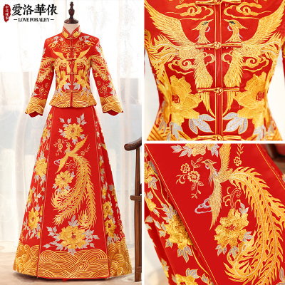 Show Wo clothing bride 2018 new spring and summer Chinese-style dress red toast clothing seven point