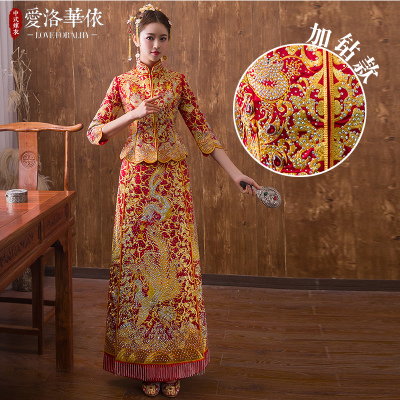 Big Five-Fu bride show Wo clothing 2018 new spring and summer Chinese-style retro dish Dragon Phoeni