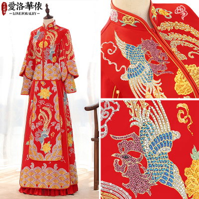 Bridal show Wo clothing 2018 new spring and summer Chinese style red wedding toast clothing Phoenix