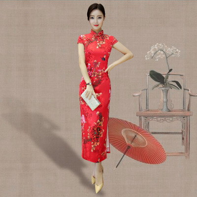 Qipao summer 2018 new girls dignified atmosphere retro banquet slimming improved qipao dress long style