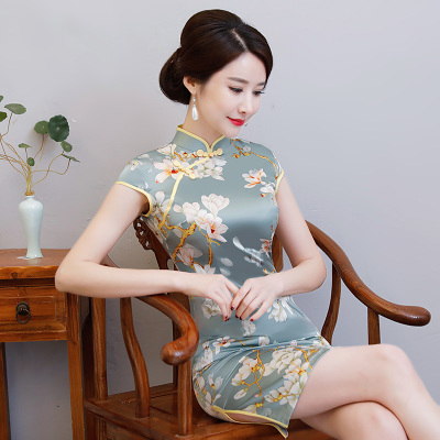Short cheongsam summer 2018 new female retro elegant temperament slim daily improvement cheongsam dress