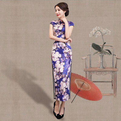 Qipao summer 2018 new style women retro improved Chinese banquet etiquette show slim long qipao dress