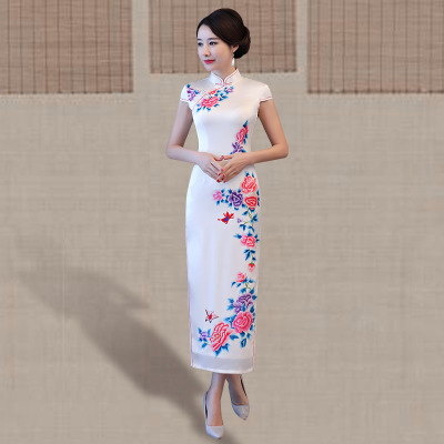 Long style qipao trim 2018 new style retro banquet etiquette show dress thin improved qipao dress female
