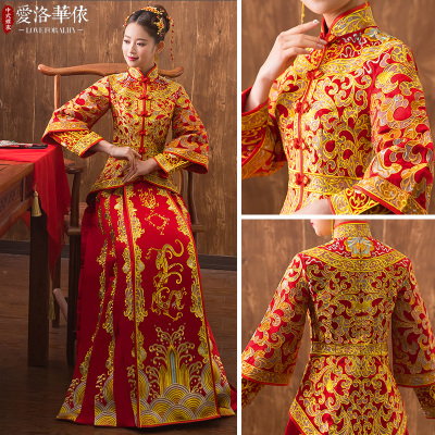 Big Five Fu Longfeng wedding dress 2018 spring and summer new Chinese dress wedding toast clothing c