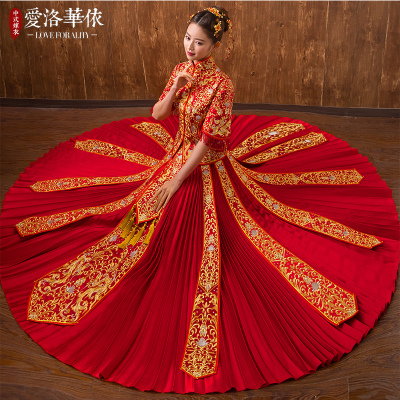 Chinese style dress 2018 spring and summer new show dress bride wedding toast clothing cheongsam sui