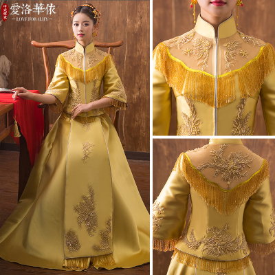 Love Luo Huayi handmade beaded show dress bride 2018 spring and summer new Chinese dress wedding toa