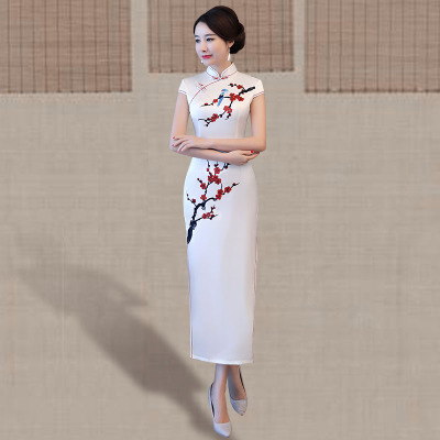 Qipao long style summer 2018 new girl China style fashion show daily trim elegant improvement performance dress
