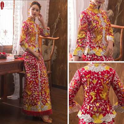 Ai Luo Huayi big five Fu Longfeng wedding dress 2018 spring and summer new Chinese style show bride