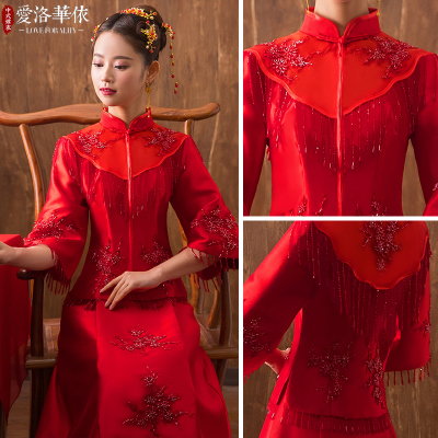 Marriage toast service 2018 Spring and summer New Chinese dress Show Wo clothing Bride Hi clothes Dr