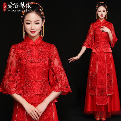 Bride toast clothing cheongsam 2018 spring and summer new Chinese wedding dress show Wo clothing sui