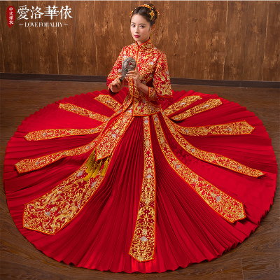 Bridal show Wo clothing 2018 spring and summer new Chinese style dress Phoenix wedding dress wedding